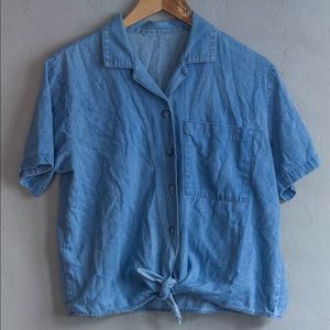 Vintage blue denim button up top